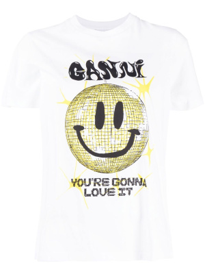 

Smiley-print organic cotton t-shirt, GANNI Smiley-print organic cotton t-shirt