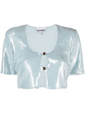 

Sequin-embellished cropped blouse, GANNI Sequin-embellished cropped blouse