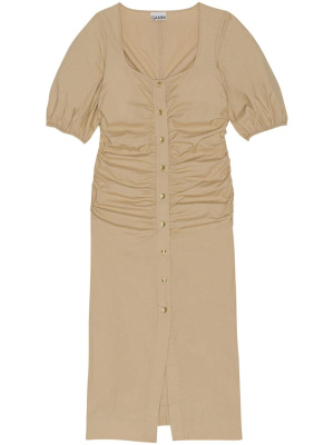 

Ruched organic cotton dress, GANNI Ruched organic cotton dress