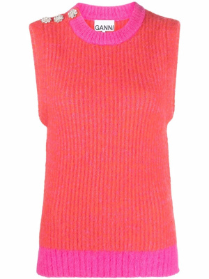 

Embellished wool-blend vest, GANNI Embellished wool-blend vest