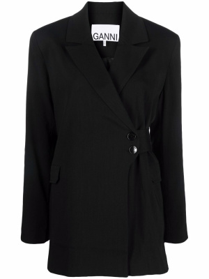 

Relaxed off-centre button-front suit blazer, GANNI Relaxed off-centre button-front suit blazer