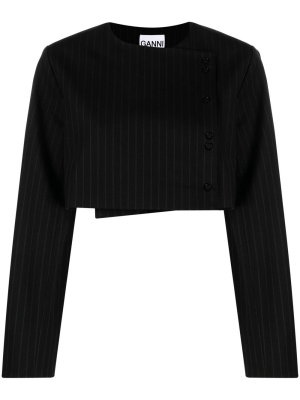 

Pinstripe-print cropped jacket, GANNI Pinstripe-print cropped jacket