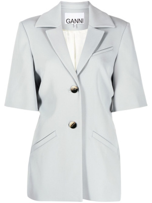 

Twill-weave short-sleeved blazer, GANNI Twill-weave short-sleeved blazer