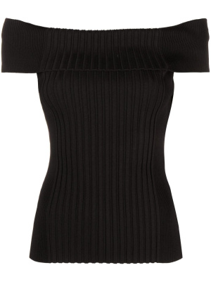 

Off-shoulder knitted top, GANNI Off-shoulder knitted top