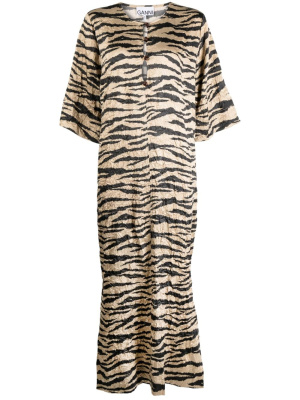 

Tiger-print crinkled maxi dress, GANNI Tiger-print crinkled maxi dress