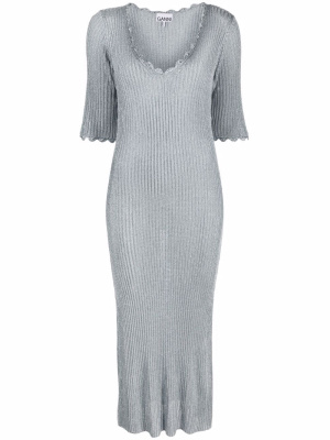 

Ribbed-knit dress, GANNI Ribbed-knit dress
