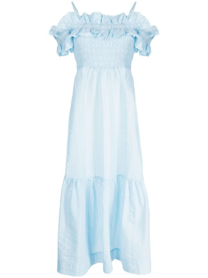 

Ruffled-detail midi dress, GANNI Ruffled-detail midi dress