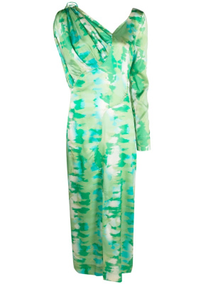 

Printed off-shoulder silk dress, GANNI Printed off-shoulder silk dress