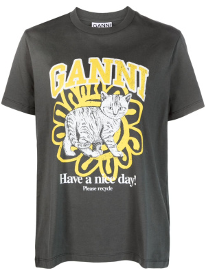 

Motif-print short-sleeve T-shirt, GANNI Motif-print short-sleeve T-shirt