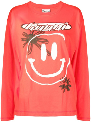 

Smiley logo organic-cotton T-shirt, GANNI Smiley logo organic-cotton T-shirt