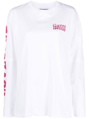 

Logo-print crew-neck top, GANNI Logo-print crew-neck top