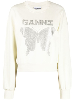 

Logo-print long-sleeve sweatshirt, GANNI Logo-print long-sleeve sweatshirt