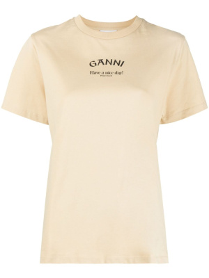 

Logo-print cotton T-shirt, GANNI Logo-print cotton T-shirt