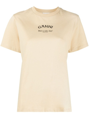 

Logo-print cotton T-shirt, GANNI Logo-print cotton T-shirt