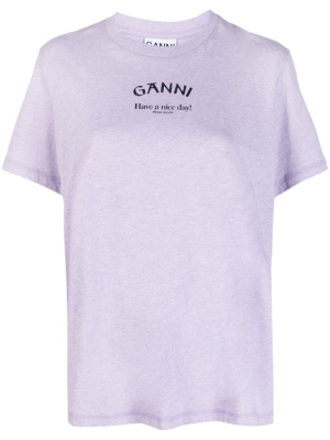 

Logo-print organic-cotton T-shirt, GANNI Logo-print organic-cotton T-shirt