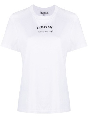 

Logo-print organic cotton T-shirt, GANNI Logo-print organic cotton T-shirt