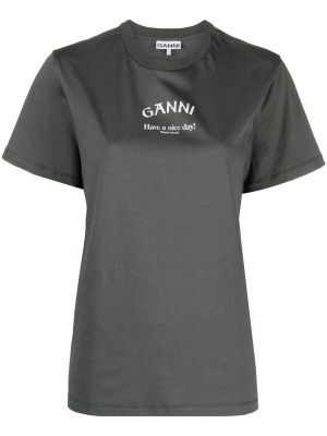 

Logo-print organic-cotton T-shirt, GANNI Logo-print organic-cotton T-shirt