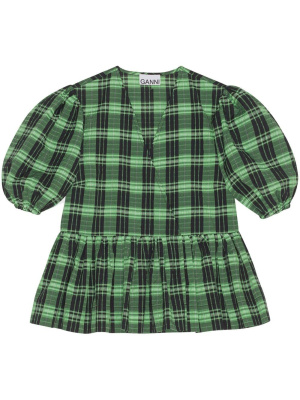 

Plaid-check peplum blouse, GANNI Plaid-check peplum blouse