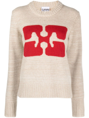 

Logo-intarsia jumper, GANNI Logo-intarsia jumper