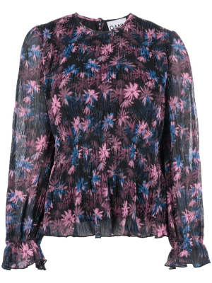 

Floral-print long-sleeved blouse, GANNI Floral-print long-sleeved blouse