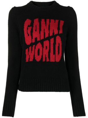 

Logo crew-neck jumper, GANNI Logo crew-neck jumper