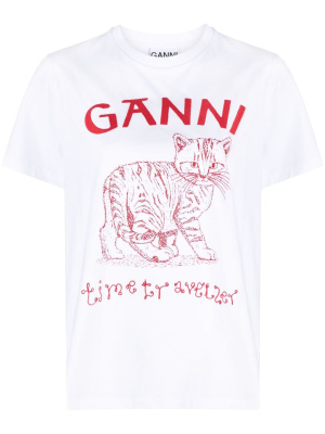 

Future cat-print cotton T-shirt, GANNI Future cat-print cotton T-shirt