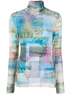 

Graphic-print jersey top, GANNI Graphic-print jersey top