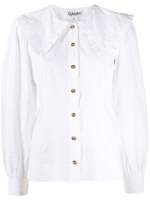 

Oversized-collar buttoned blouse, GANNI Oversized-collar buttoned blouse