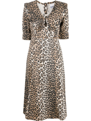 

Leopard-print midi dress, GANNI Leopard-print midi dress