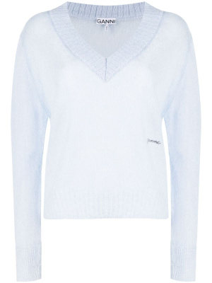 

Embroidered-logo V-neck jumper, GANNI Embroidered-logo V-neck jumper