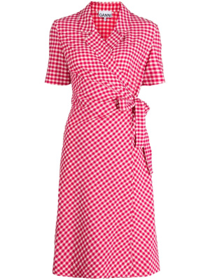

Checked wrap dress, GANNI Checked wrap dress