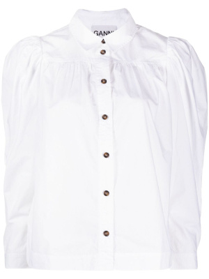 

Puff-sleeve organic cotton shirt, GANNI Puff-sleeve organic cotton shirt