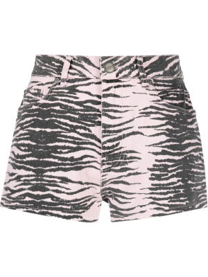 

Tiger-stripe denim shorts, GANNI Tiger-stripe denim shorts