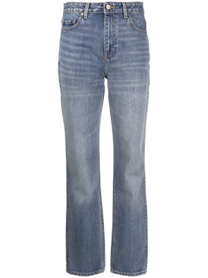 

Logo-patch straight-leg jeans, GANNI Logo-patch straight-leg jeans