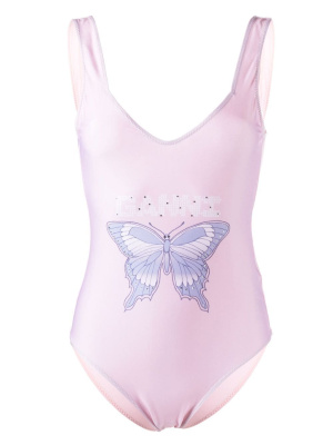 

Butterfly logo-print swimsuit, GANNI Butterfly logo-print swimsuit