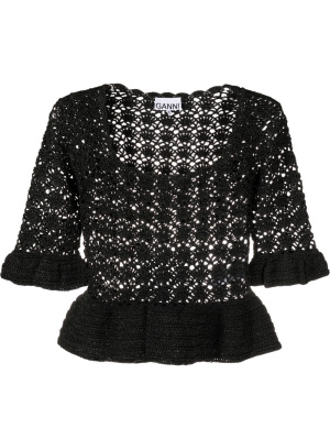 

Peplum hem crochet top, GANNI Peplum hem crochet top