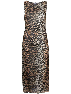 

Leopard-print mesh dress, GANNI Leopard-print mesh dress
