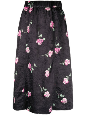 

Rose-print midi skirt, GANNI Rose-print midi skirt