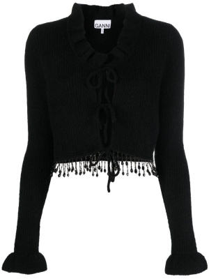 

Beaded fringe knitted cardigan, GANNI Beaded fringe knitted cardigan
