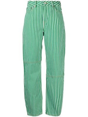 

Striped-print barrel-leg trousers, GANNI Striped-print barrel-leg trousers