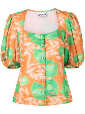

Floral-print crepe blouse, GANNI Floral-print crepe blouse