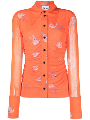 

Floral-print ruched shirt, GANNI Floral-print ruched shirt