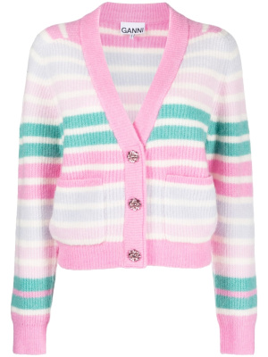 

Striped V-neck cardigan, GANNI Striped V-neck cardigan