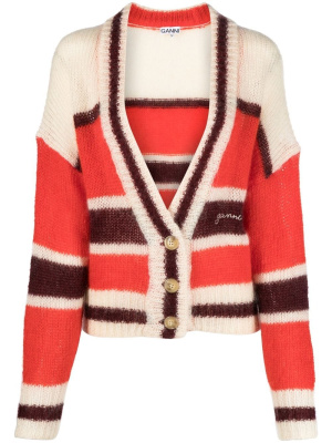 

Striped V-neck cardigan, GANNI Striped V-neck cardigan