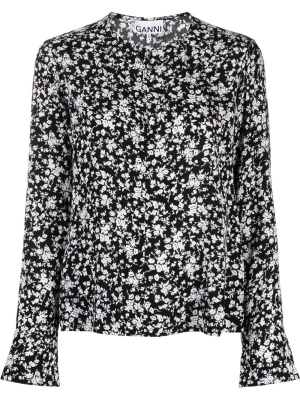 

Floral-print crepe blouse, GANNI Floral-print crepe blouse