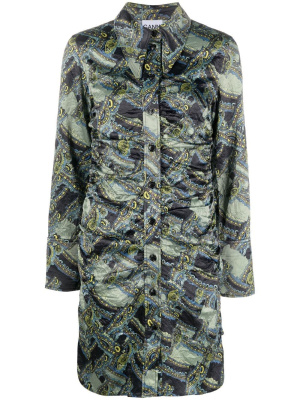 

Paisley-print button-up dress, GANNI Paisley-print button-up dress