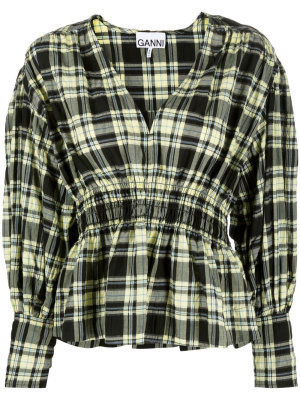 

Checked peplum blouse, GANNI Checked peplum blouse