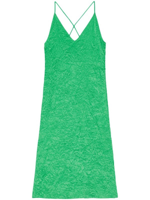 

Crinkled-effect satin slip dress, GANNI Crinkled-effect satin slip dress