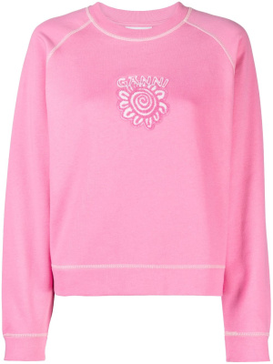 

Logo-print cotton sweatshirt, GANNI Logo-print cotton sweatshirt