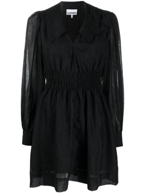 

Pointed-collar long-sleeve dress, GANNI Pointed-collar long-sleeve dress